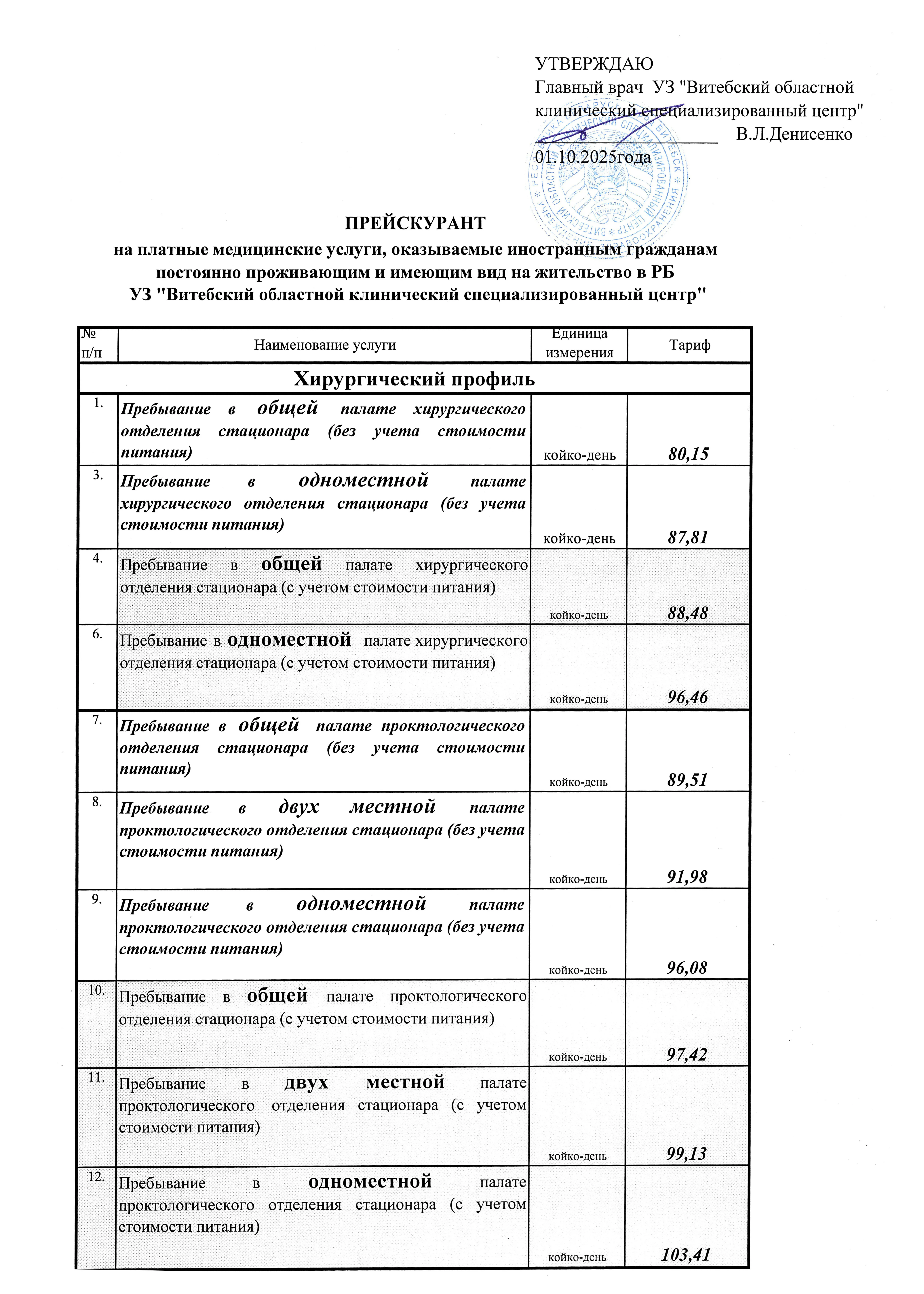 Пребывание в стационаре 1